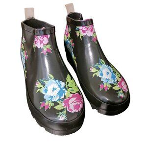 NEW Journee‎ Collection Rainer Slip On Ankle Rain Boots Size 5.5 Floral Multi